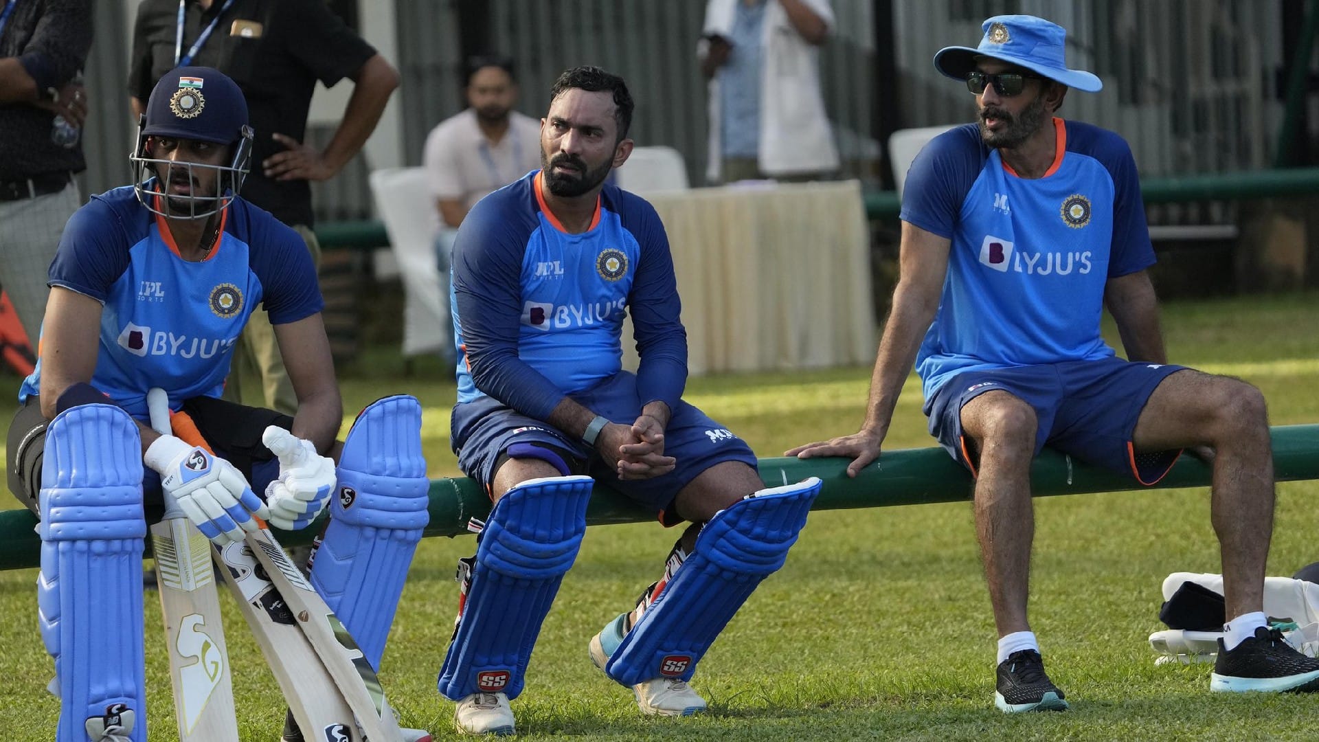 Indian Coach Rahul Dravid gives tips to young children in guwahati during team india Practice session