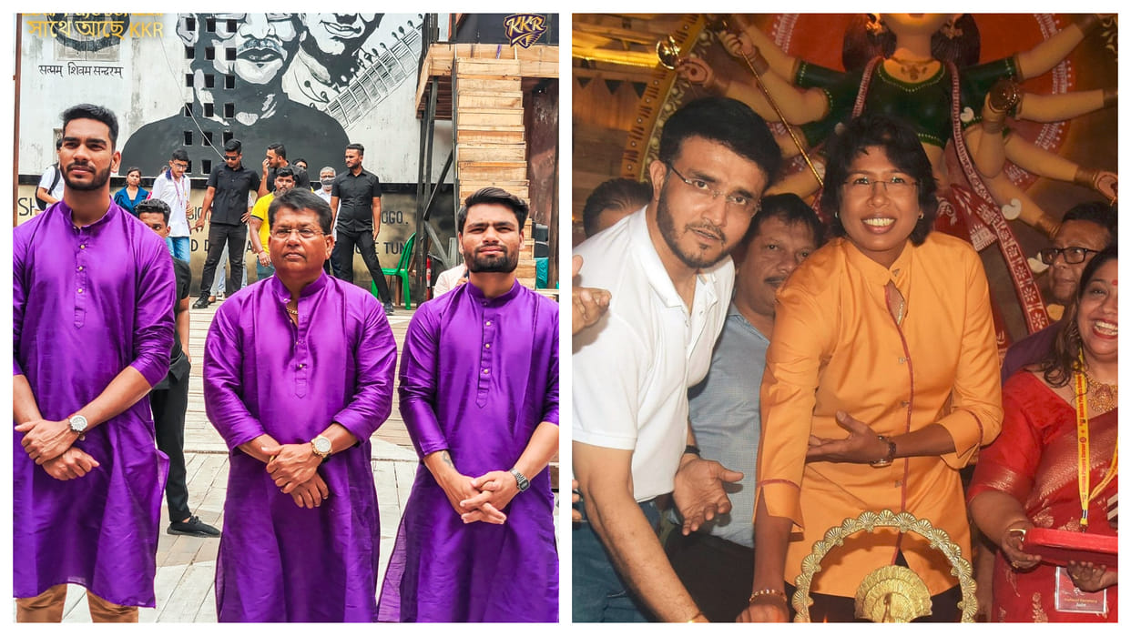 Kolkata Knight Riders Durga Puja Venkatesh Iyer Sourav Ganguly and Jhulan Goswami Celebrated Navratri 2022