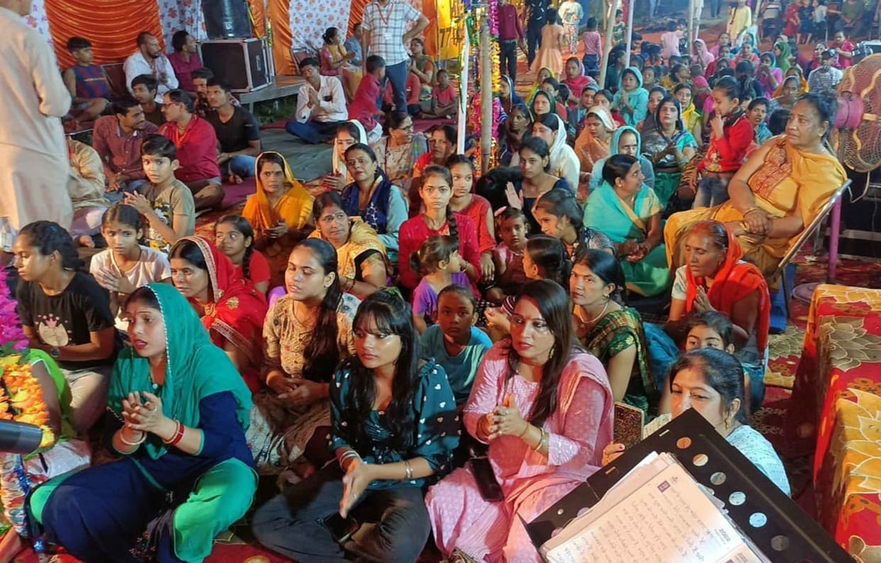 Crowds of devotees gathered to worship Mother Goddess, Ambala
