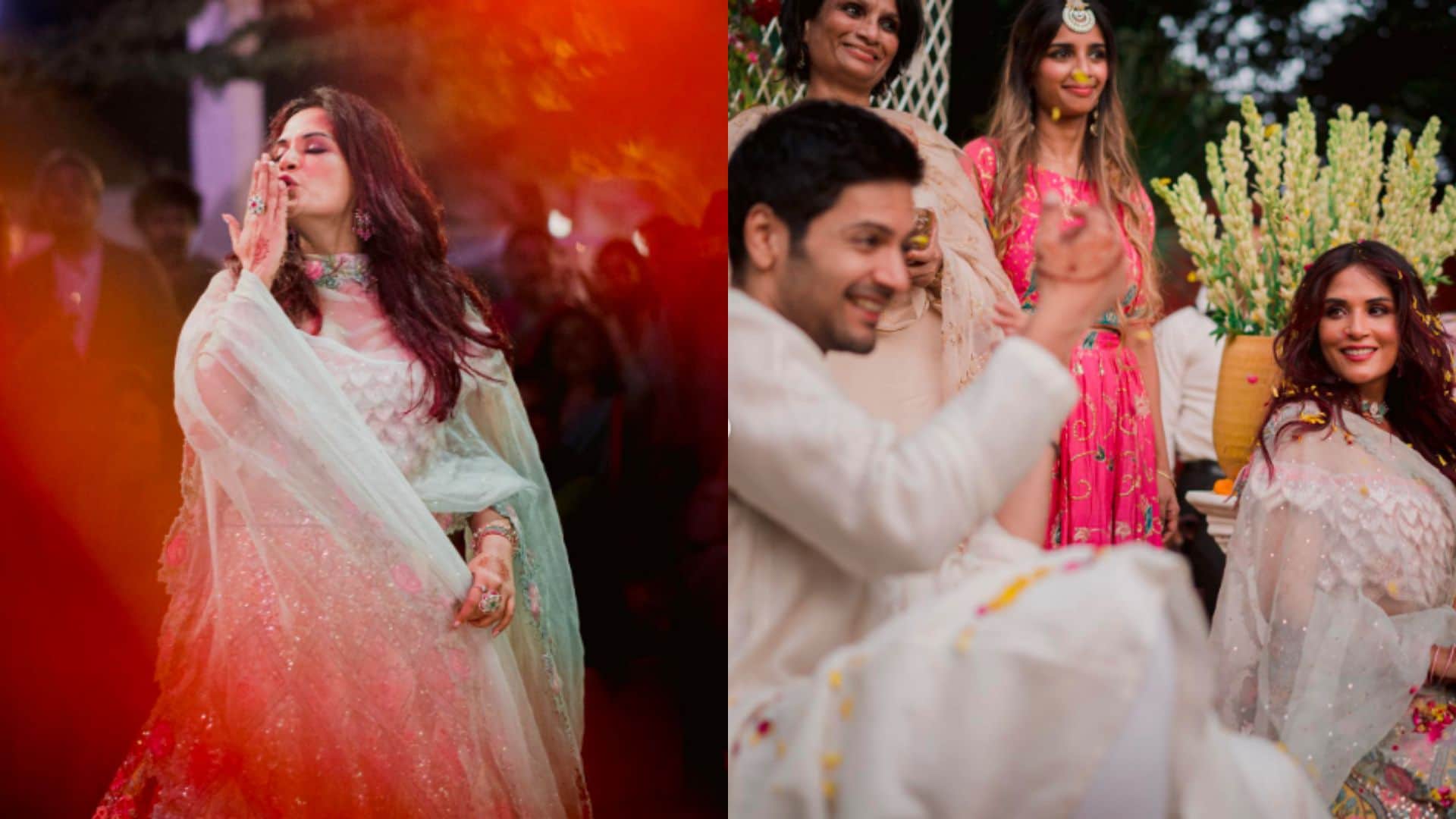 richa chadha and ali fazal wedding couple share their mehendi and sangeet pictures see here