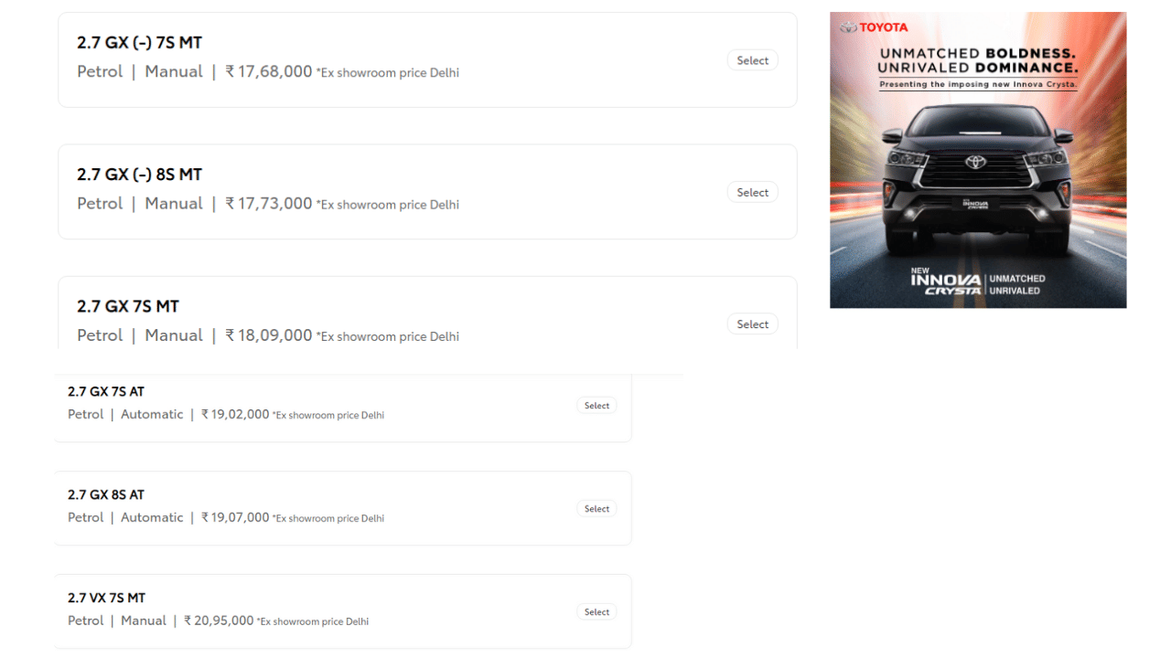 Buying Toyota Innova and Fortuner became expensive company increased the price