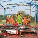 भदोही अग्निकांड में बची रही मां दुर्गा की प्रतिमा