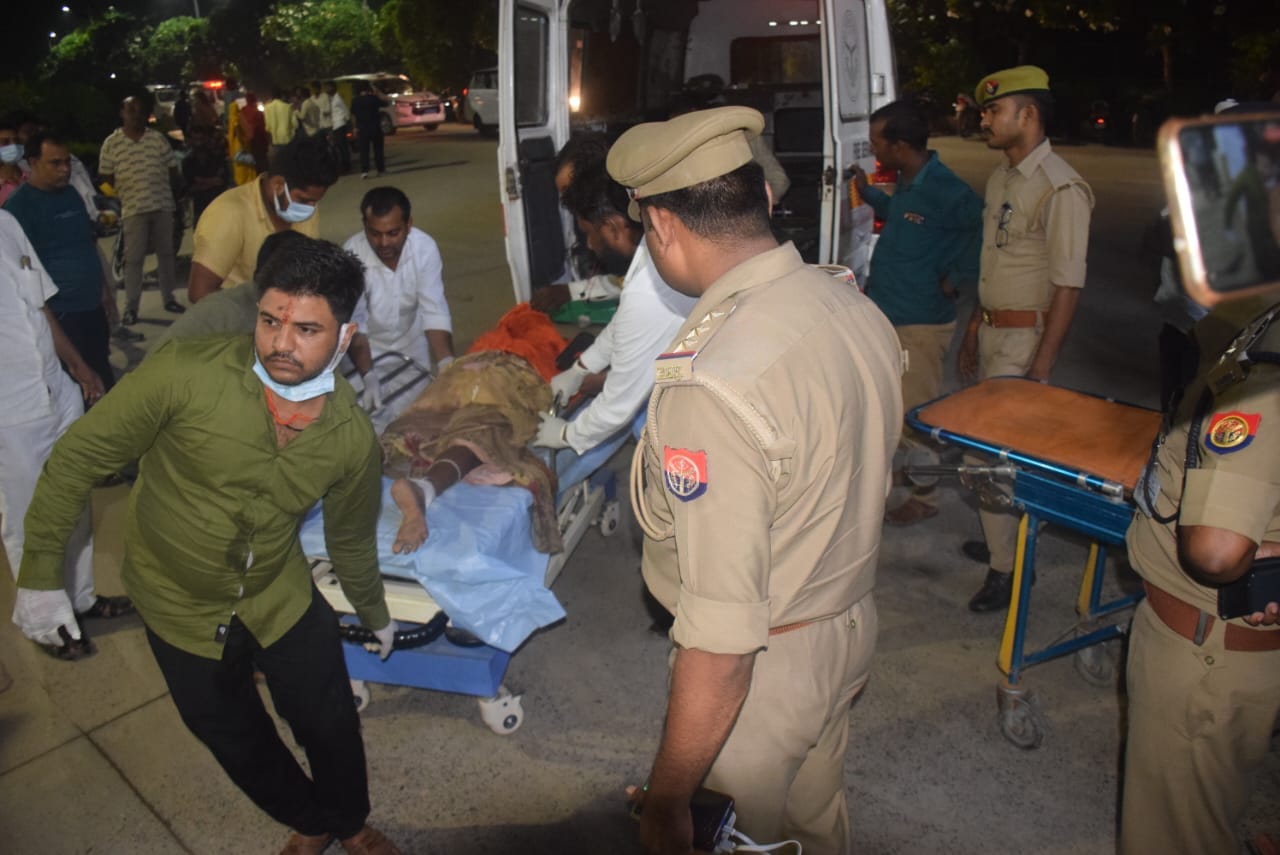 Durga puja pandal fire bhadohi accident in words of pictures  four lives were lost