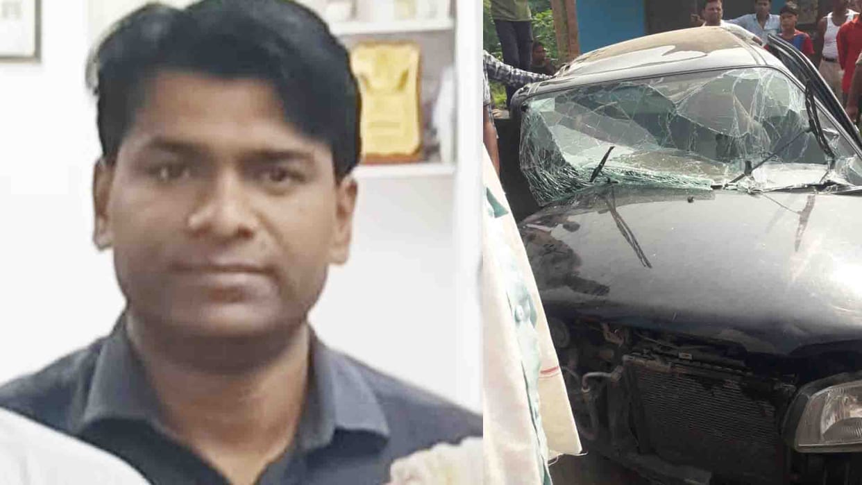 accident in Hardoi: Car collided with divider, death of deputy bank manager