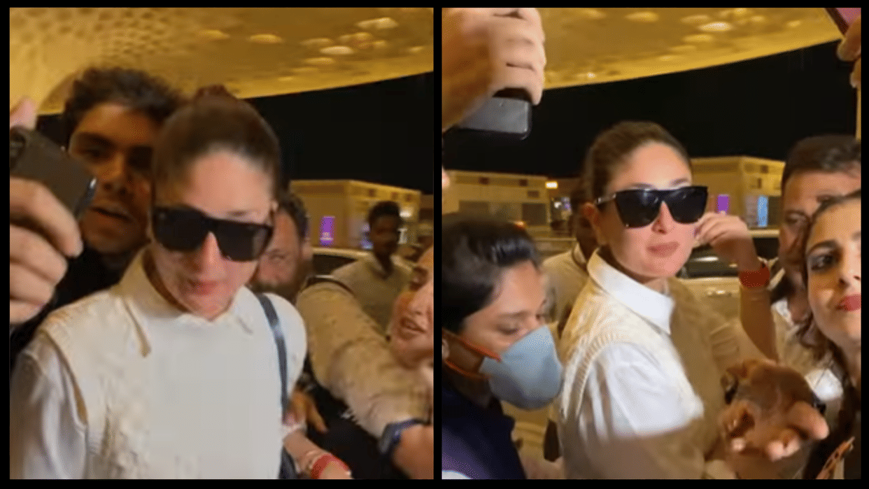 Viral Video of Fans mob Kareena Kapoor Khan for selfies at the airport Actress got Scared