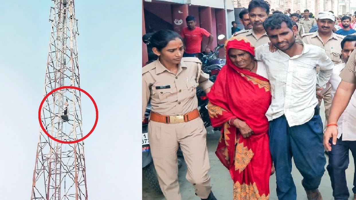 Man climbs on tower after wife not returned from in laws house in Shahjahanpur