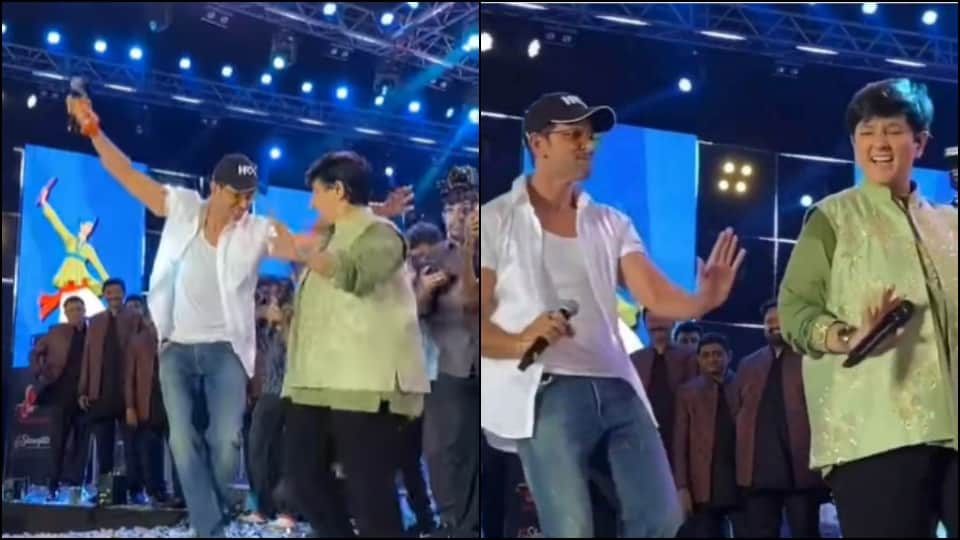 Vikram vedha actor hrithik roshan perform garba with falguni pathak in navratri night video viral