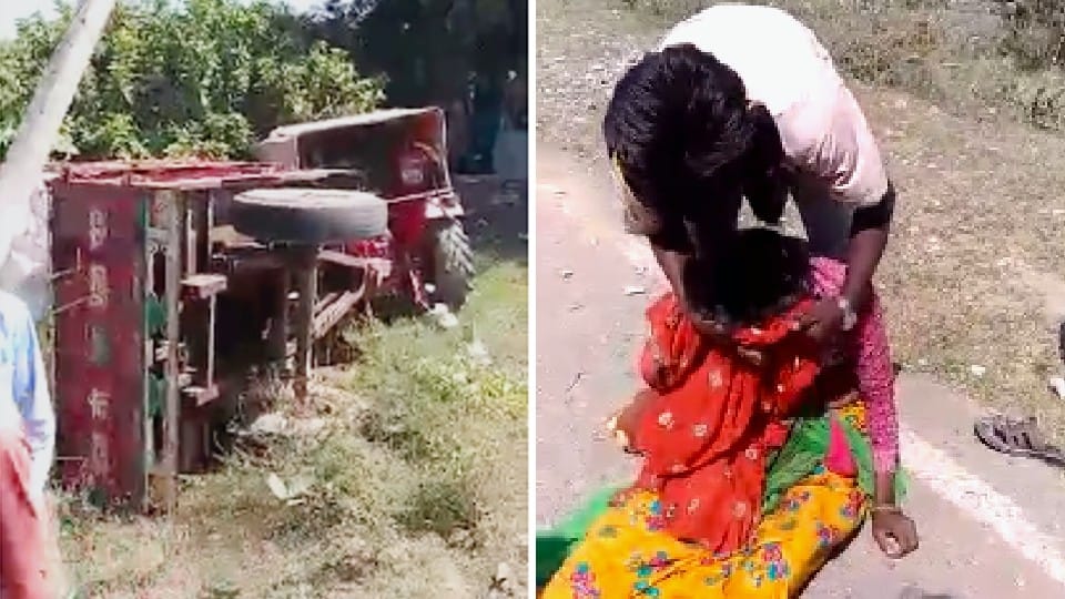 Sheopur: Tractor trolley overturned uncontrollably, a woman worker died, seven people injured