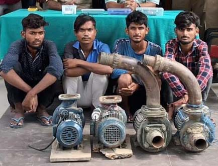 Four accused arrested for snatching mobile phone, stealing motor