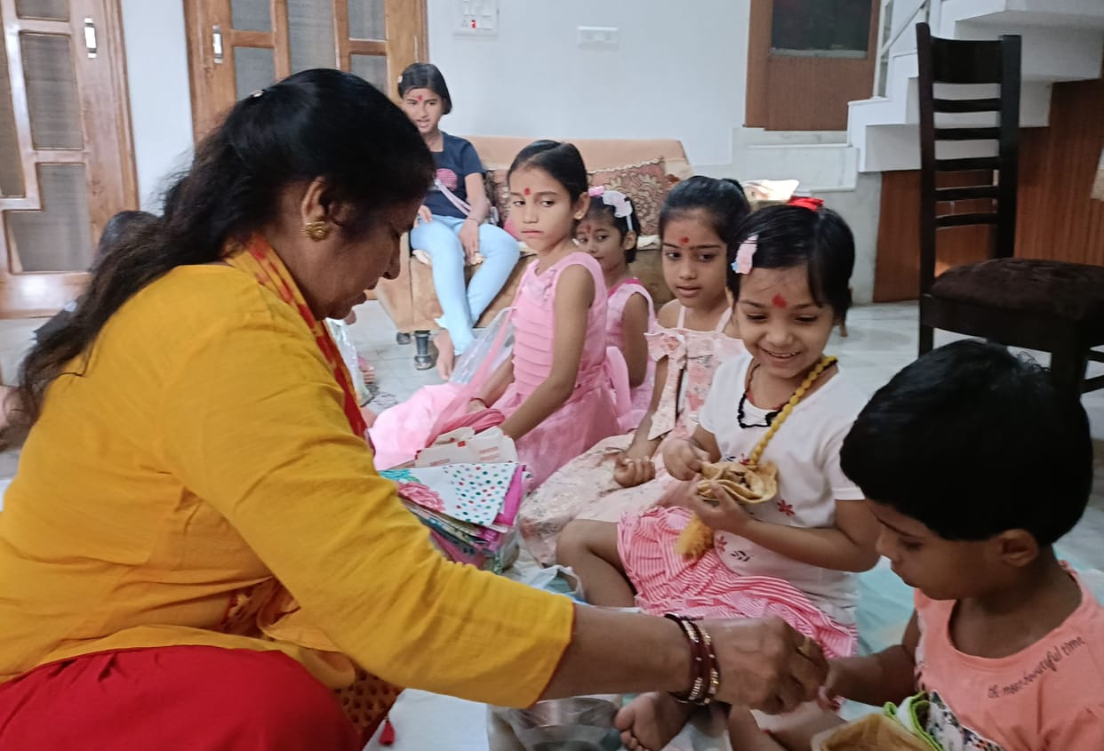 Devotees worship girls on Durga Ashtami