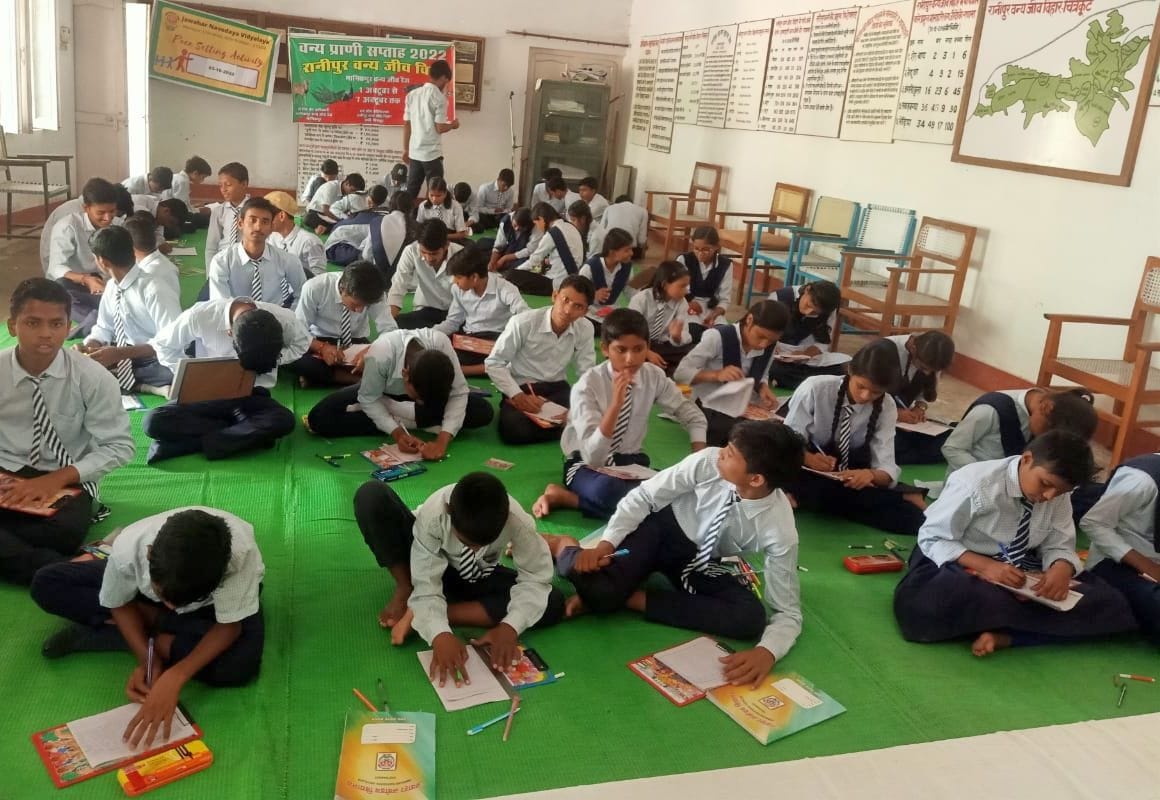 Chitrakoot: Students engraved the importance of wildlife in pictures and rangolis