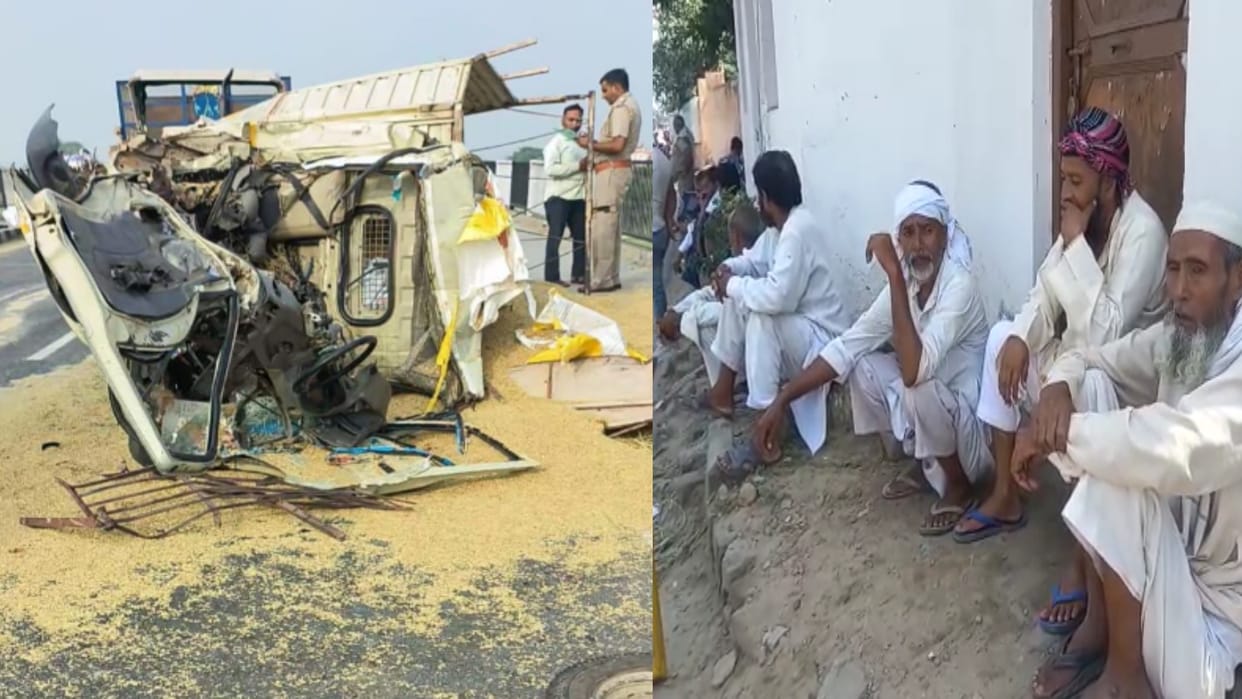 Two died in a collision between a truck and a mini-truck on Yamuna bridge in Baghpat