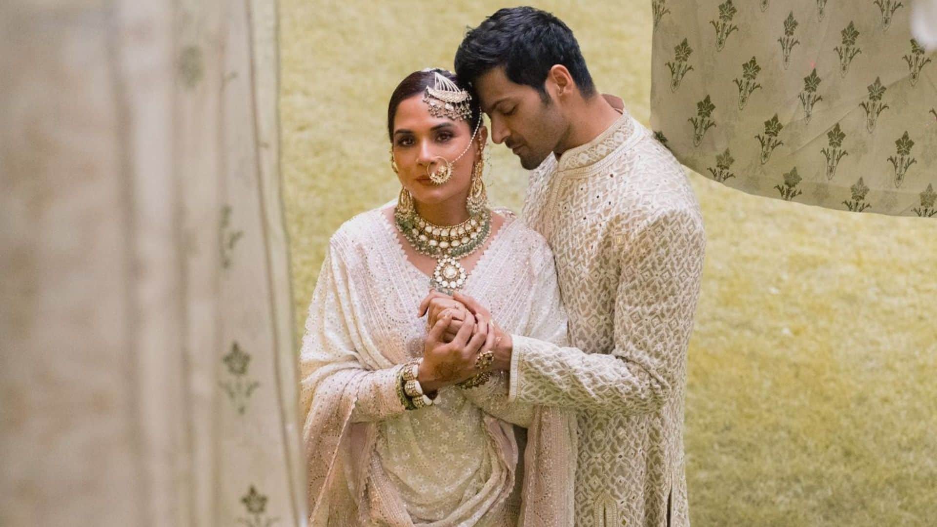 richa chadha ali fazal wedding couple royal look in lucknow pre wedding function