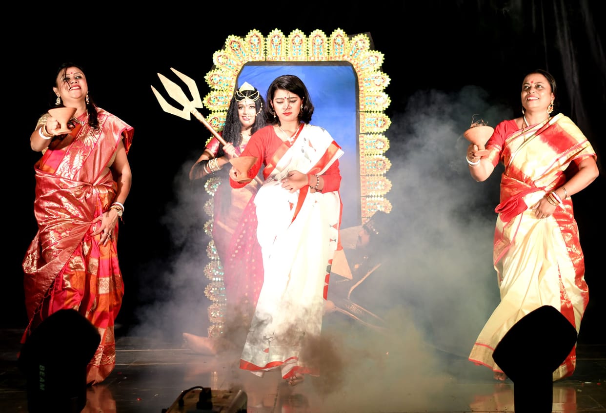 Mother Durga worshiped with 108 lotus flowers