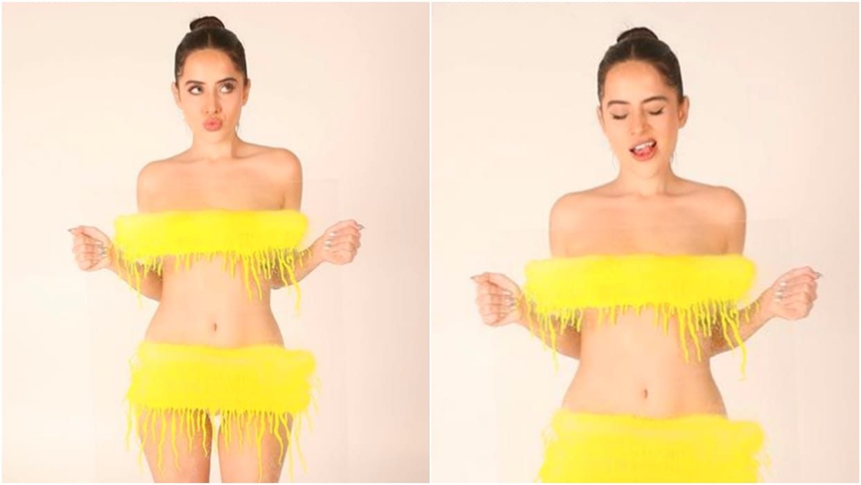 urfi aka uorfi javed latest photoshoot actress covers her body with glass sheet