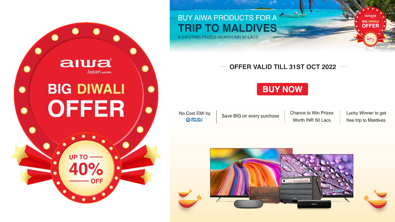 AIWA BIG DIWALI SALE 2022 start big discount on tv and electronics Chance to Win INR 50 lakhs Worth of Prizes