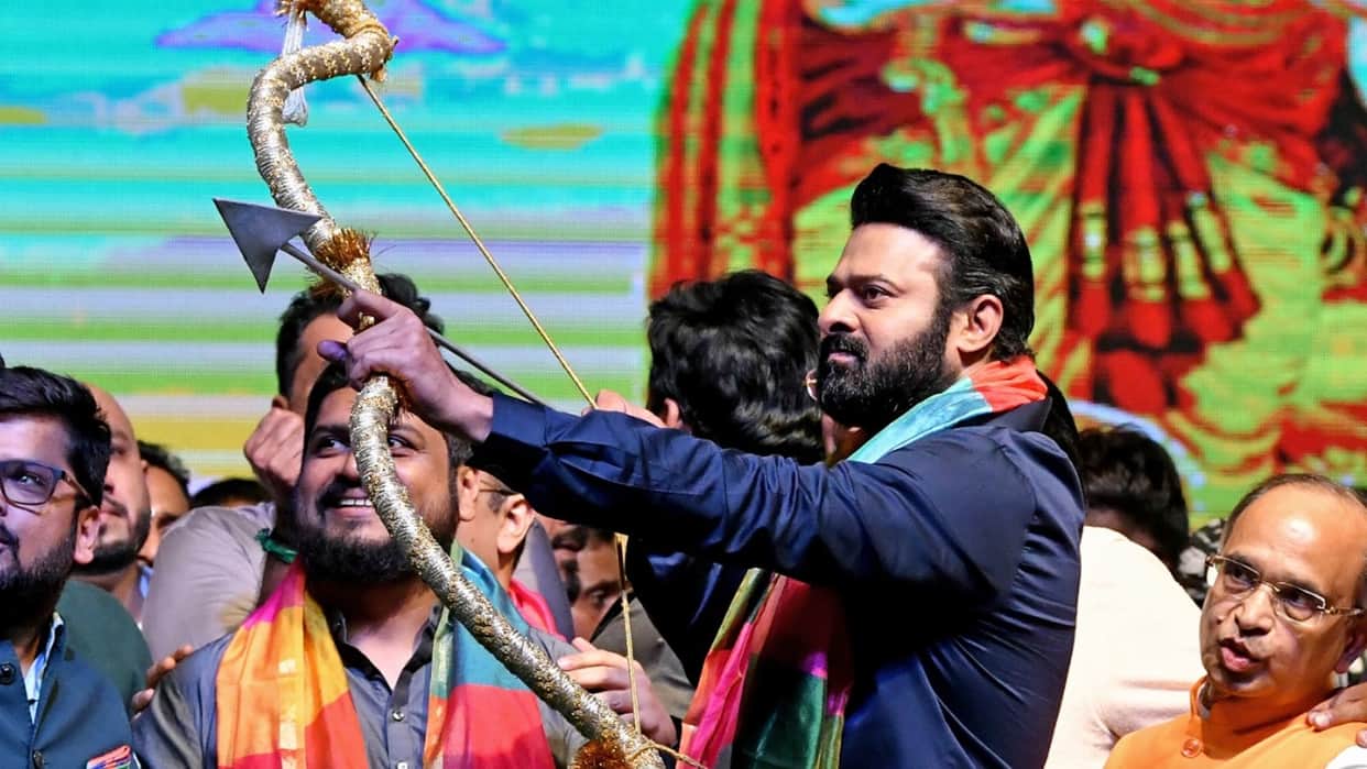 Adipurush Actor Prabhas celebrate Dussehra and burnt Ravana at Lal Qila Ground Delhi