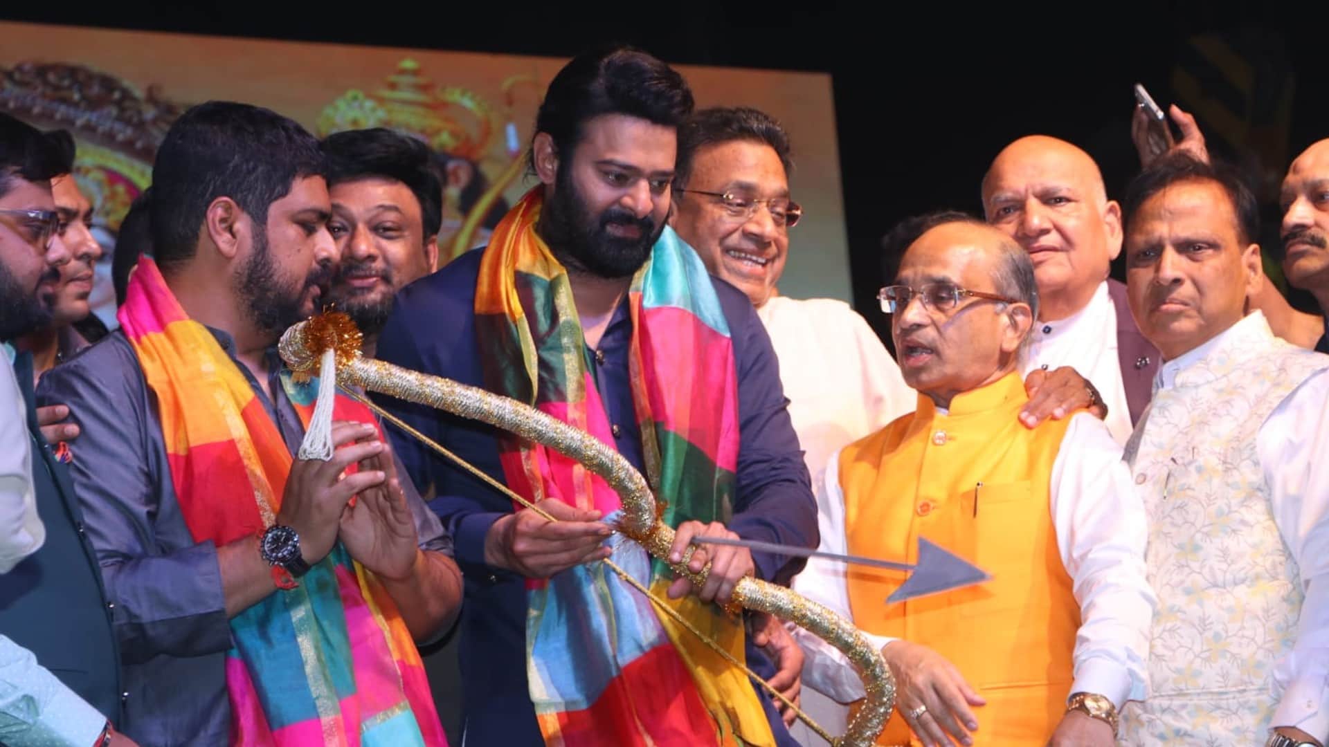 Adipurush Actor Prabhas celebrate Dussehra and burnt Ravana at Lal Qila Ground Delhi