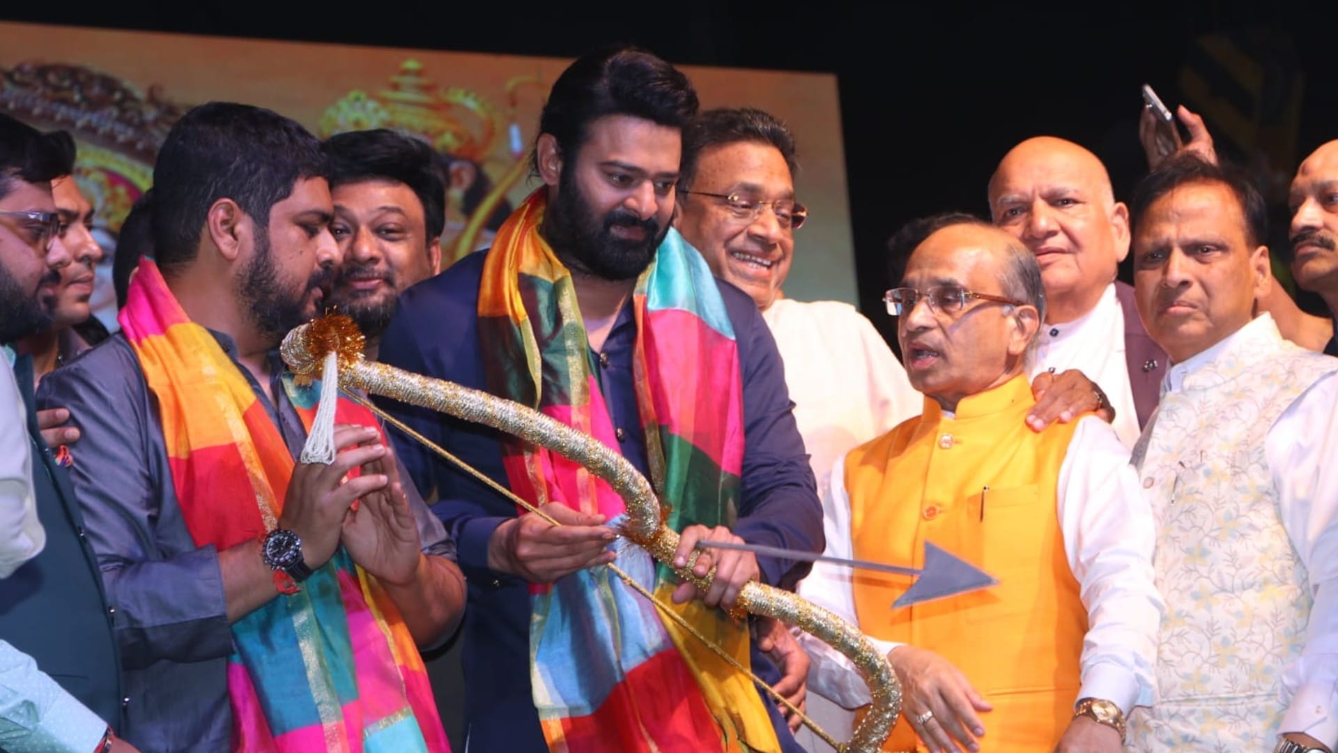 Adipurush Actor Prabhas celebrate Dussehra and burnt Ravana at Lal Qila Ground Delhi