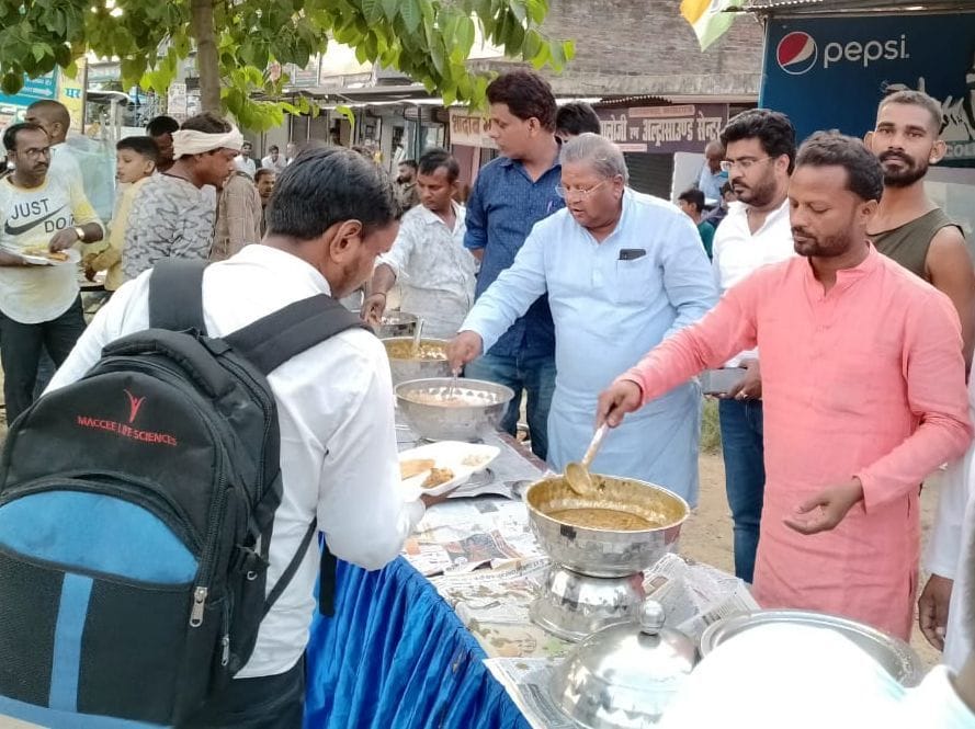 fruits distributed in pooja pandal