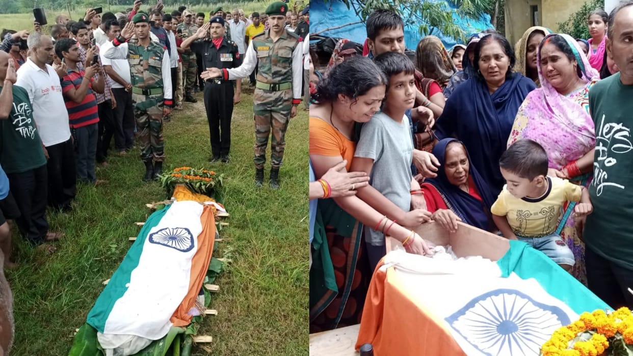 jawan's dead body brought to his village in Sultanpur.