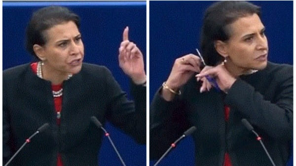 EU lawmaker Abir Al Sahlani cuts off her hair in support of Iran protests