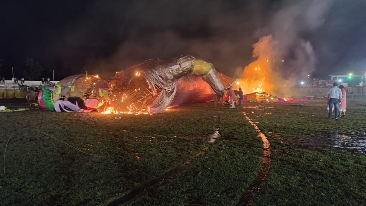Madhya Pradesh highest Ravana got burnt due to rain combustion was done by pouring petrol