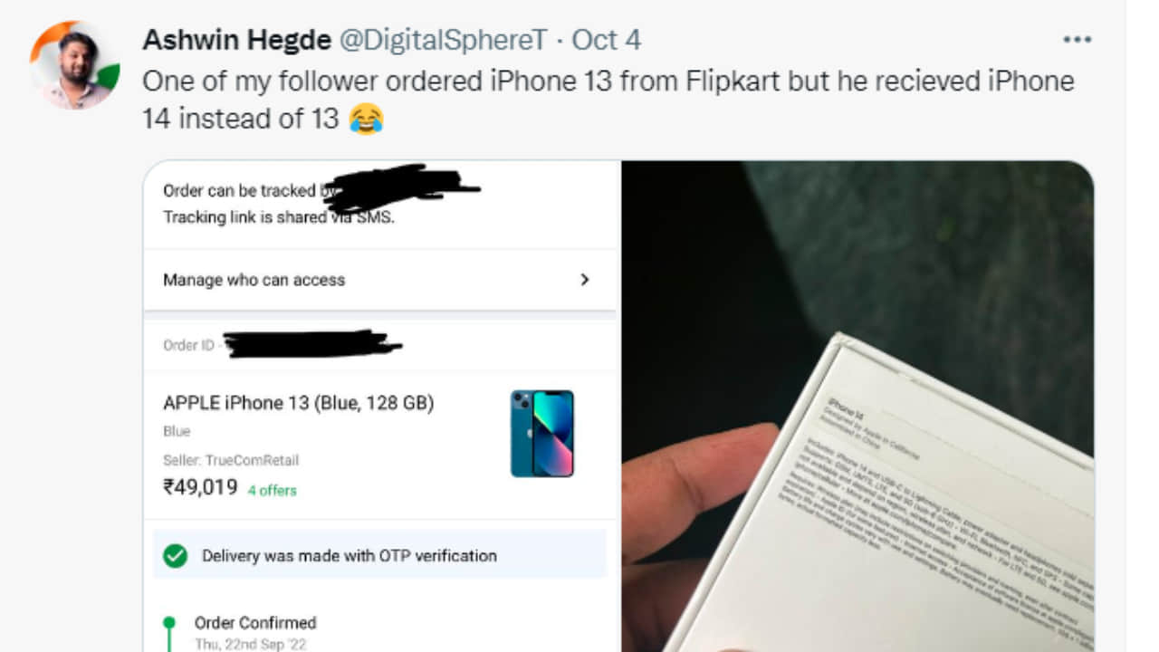 FLIPKART USER Ordered Iphone 13 But Got Iphone 14 IN THE BOX Twitter User Reaction