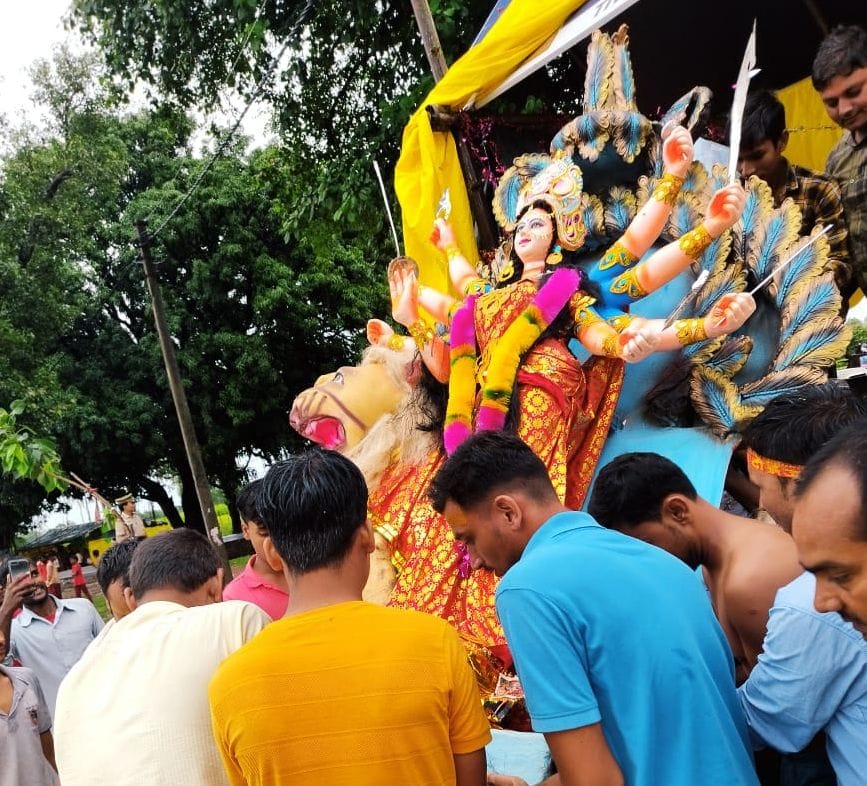 rain,gonda,pratima,visarjan