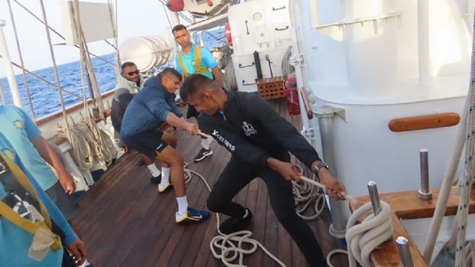 INS Tarangini at Port Said in Egypt for Lokayan 2022