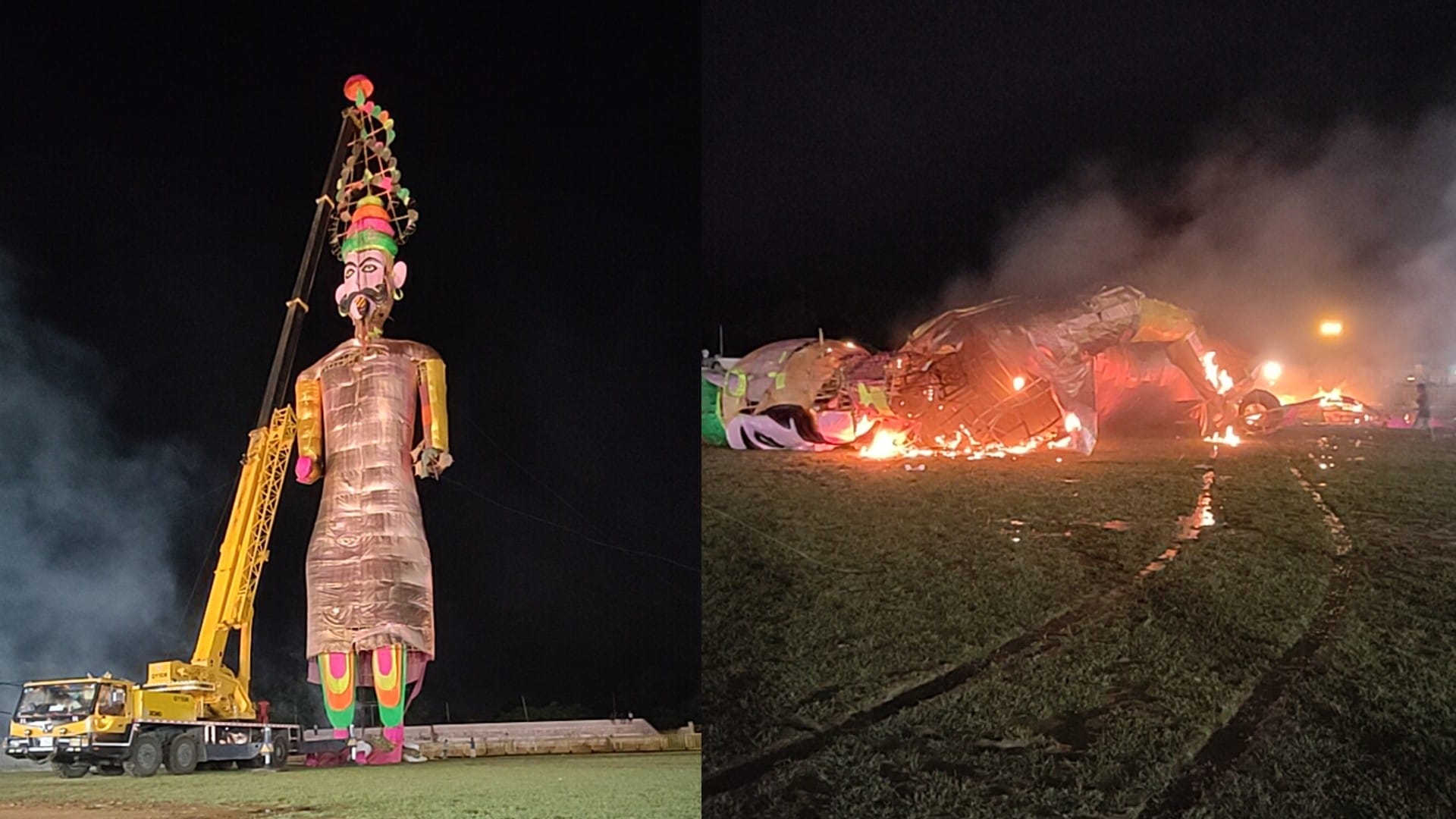 Madhya Pradesh highest Ravana got burnt due to rain combustion was done by pouring petrol