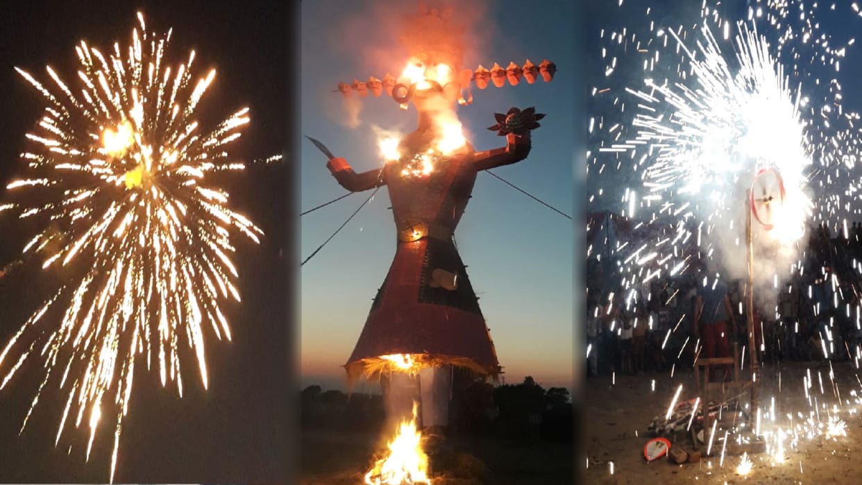 Dussehra 2022: The burning of effigies of Ravana took place at 10 places in the city, the praises of Shri Ram