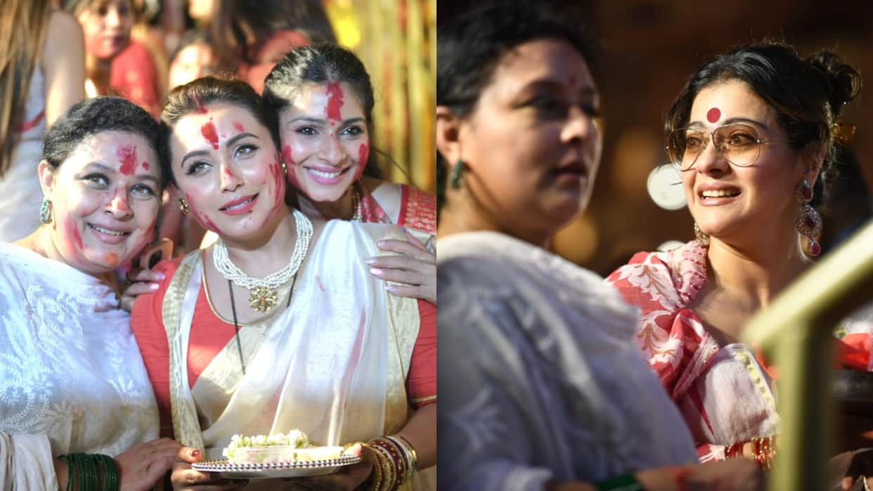 Sindoor Khela Photos Rani Mukherji Kajol Tanishaa others enjoyed festival on the occasaion of vijaydashami