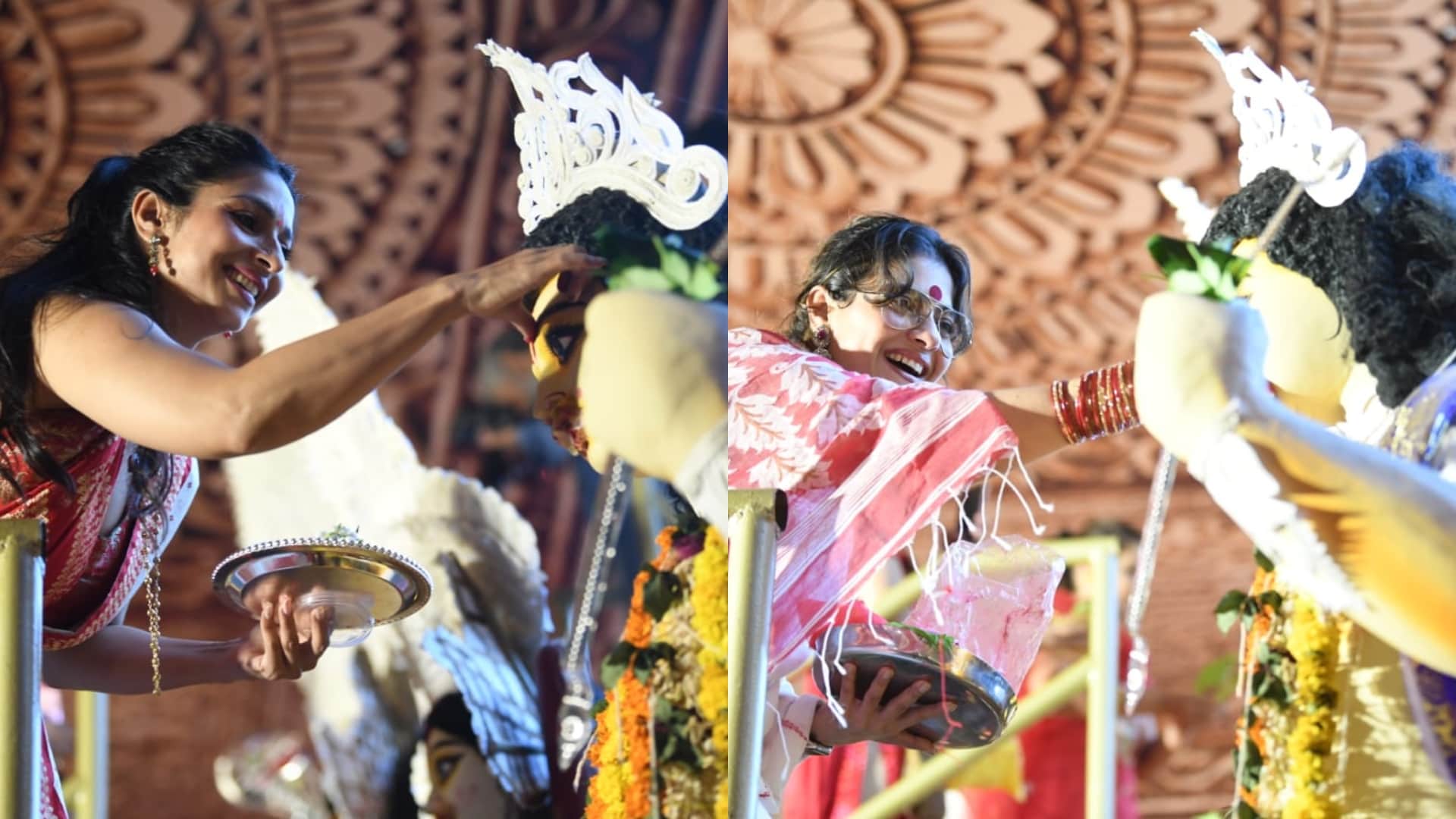 Sindoor Khela Photos Rani Mukherji Kajol Tanishaa others enjoyed festival on the occasaion of vijaydashami