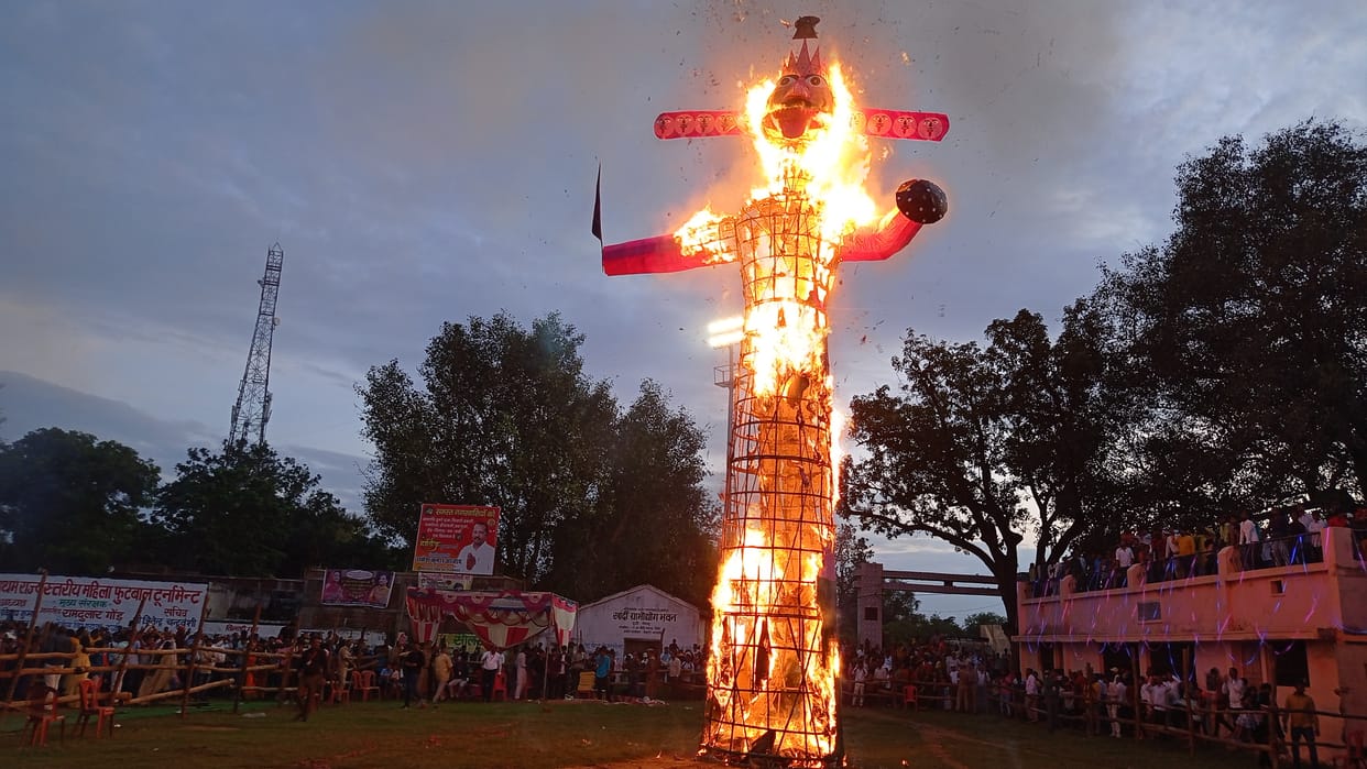 Destruction of Ravana of evil, the light of good spread all around