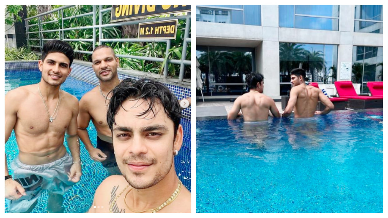 IND vs SA: Shikhar Dhawan, Shubman Gill, Ishan Kishan swimming pool Photos, Shubman shows six pack abs