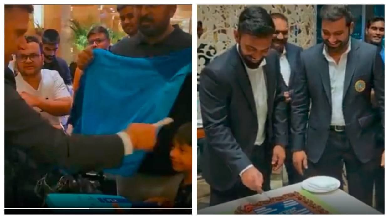 VIDEO Indian players met fans before going to Australia Dinesh Karthik cut cake Rahul Dravid gave autographs