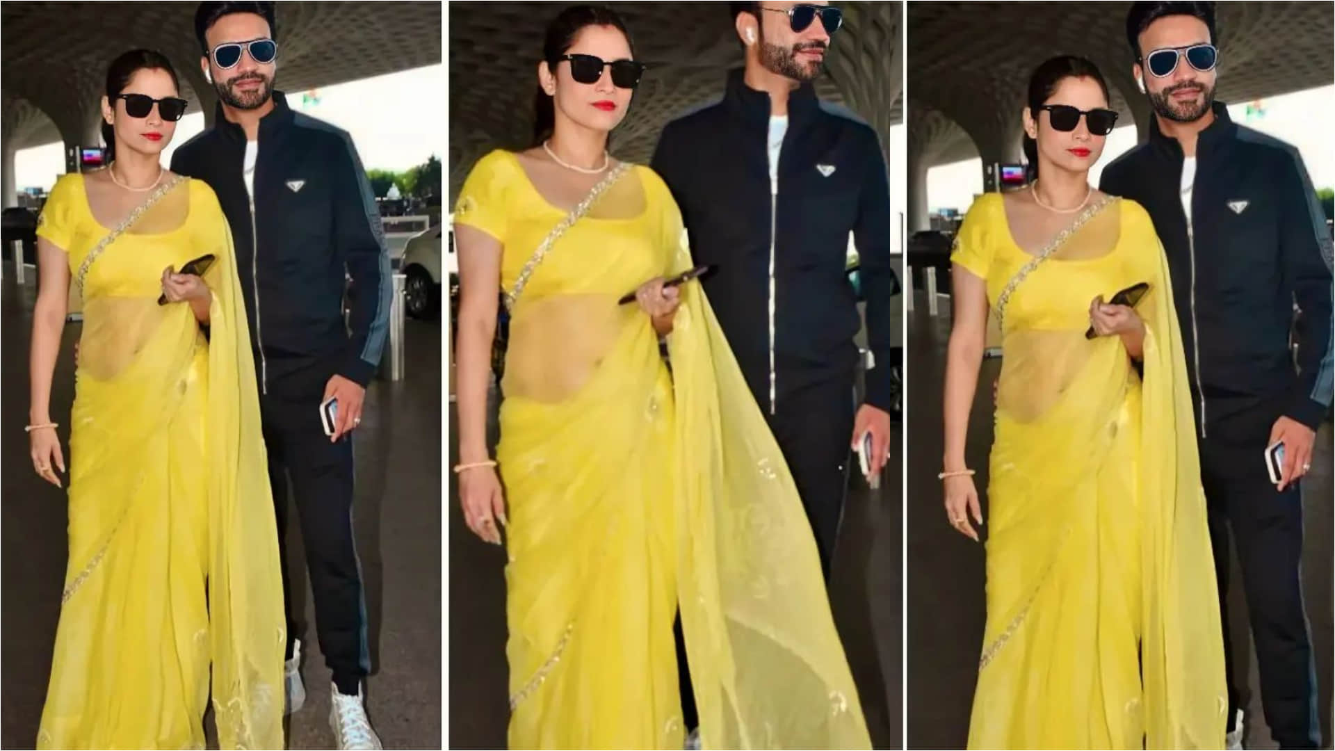 ankita lokhande ready in yellow saree for brother wedding looking like bride