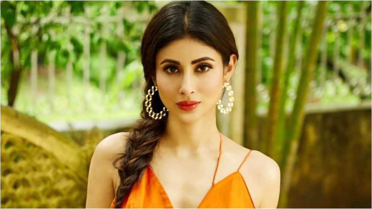 Actress Mouni Roy Orange Crop Top With Flowy Skirt Look to Follow See Her Photos