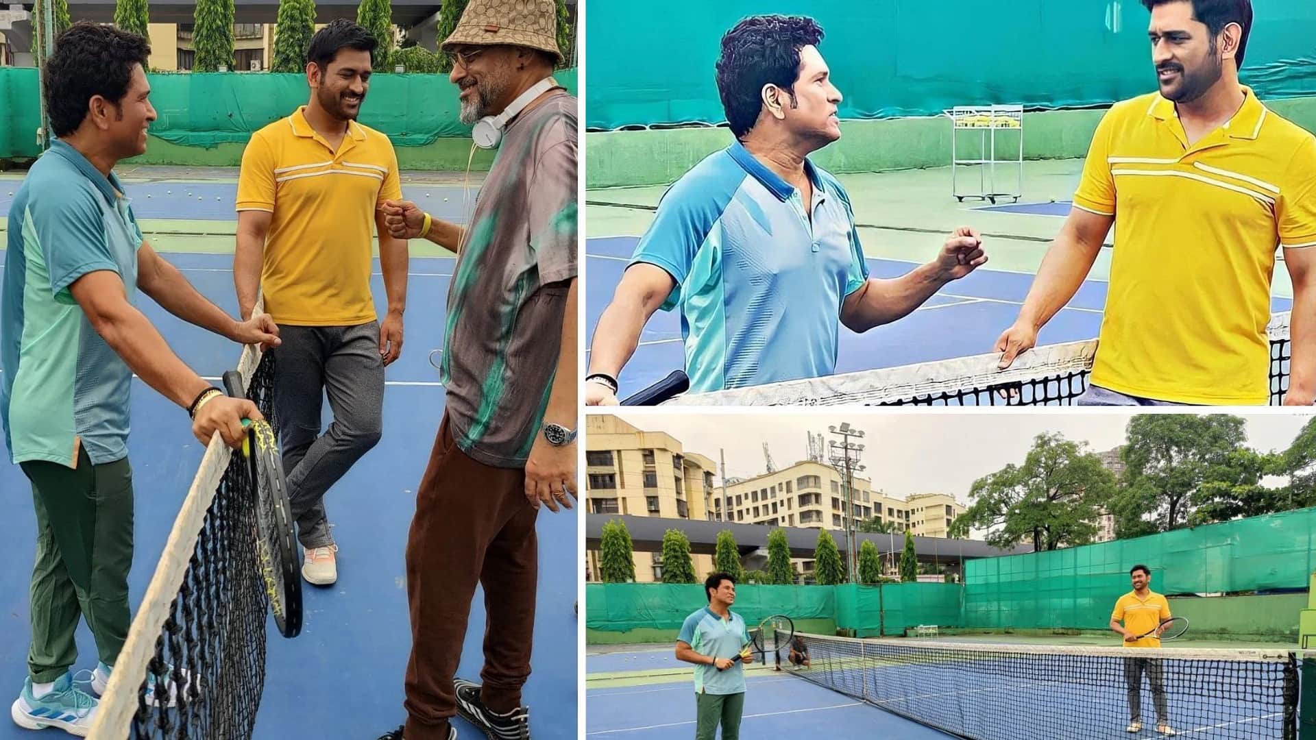 Chennai Superkings captain MS Dhoni spotted at chennai airport msd played tennis with sachin tendulkar