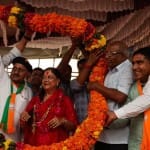 देशनोक में वसुंधरा राजे ने जनसंवाद कार्यक्रम में भाग लिया।