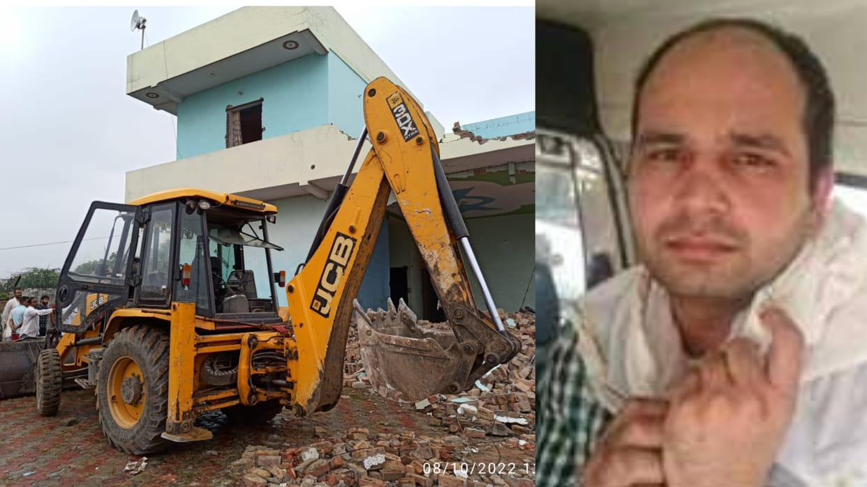 In Bahadurgarh, the house of crook Anil Pehalwan alias Ganja was demolished