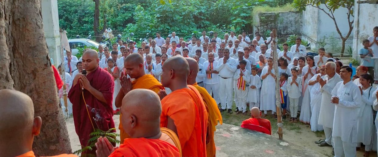 At the end of Varshavas Buddha, followers gathered in Bihar
