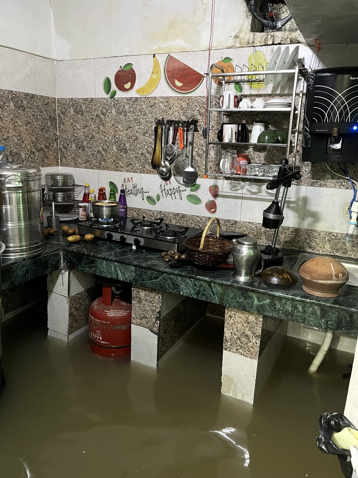 Faulty power system, water filled in many sub-stations