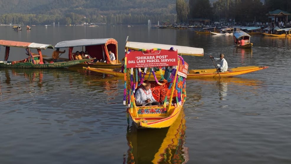 Chief postmaster jammu kashmir inaugurated Shikara post in Dal lake Srinagar