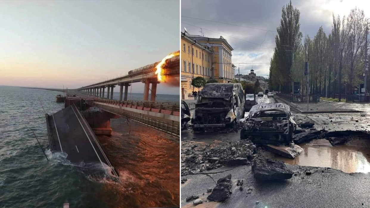 Russias counterattack after the explosion on the Crimea bridge several Ukrainian cities attacked