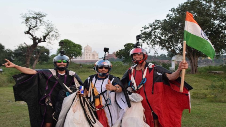 Three Sky Divers Jumped From Altitude Of Five Thousand Feet Near The Taj Mahal