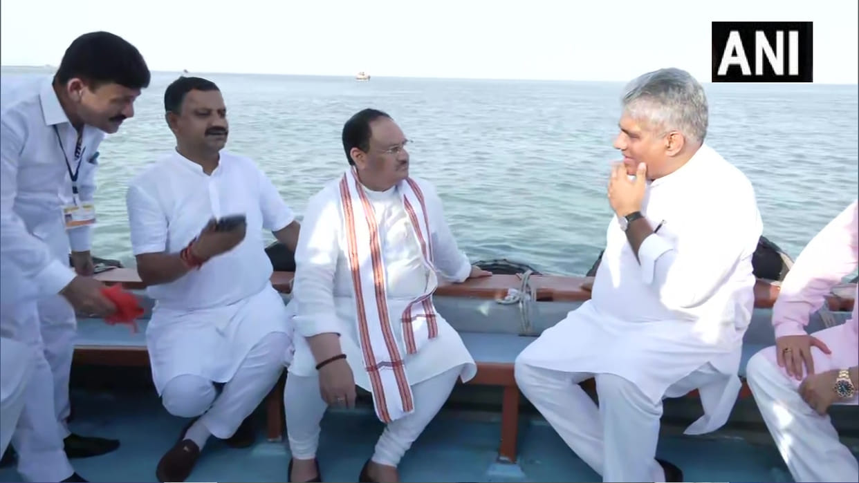 BJP national president JP Nadda takes boat ride along with Union Minister Bhupender Yadav others in Gujarat