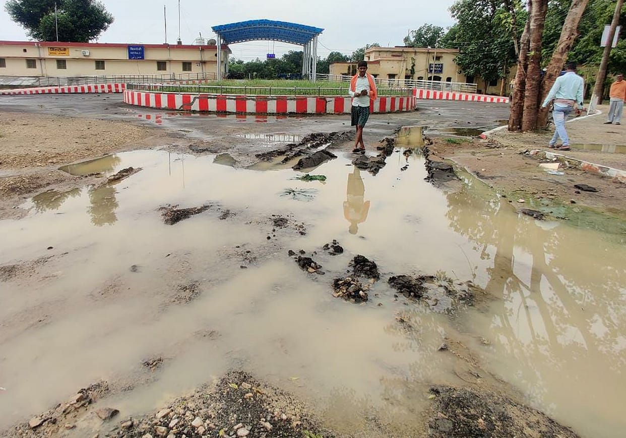 Road developed by railway damaged after six months