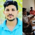 रवि का फाइल फोटो। परिजनों के बयान दर्ज करती पुलिस।